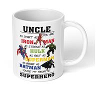 Print Maniacs Daddy Grandad Uncle Superhero Mug Cup 11oz Birthday Christmas Fathers Day Coffee Tea Gift (White, Uncle)
