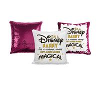Print Maniacs Disney Mummy Sequin Pillow Christmas Birthday Magic Reveal Swipe Mother Day Cushion Gift Grandma Nan (Nanny) (Hot Pink, With Insert/Stuffing)