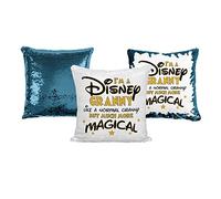 Print Maniacs Disney Mummy Sequin Pillow Christmas Birthday Magic Reveal Swipe Mother Day Cushion Gift Grandma (Granny) (Blue, With Insert/Stuffing)
