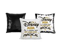 Print Maniacs Disney Mummy Sequin Pillow Christmas Birthday Magic Reveal Swipe Mother Day Cushion Gift (Mum) (Black, Cover Only/No insert)