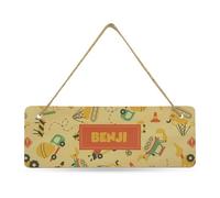 Print Maniacs Door Wall Hanging Personalised Bedroom Sign Kids Child Children's Room Home Dinosaur Trucks Decoration Gift Own Name (Construction)