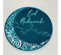 Print Maniacs EID Decoration Ramadan Decoration Eid Mubarak Party Wall Hanging Home Ornament Muslim Islamic Celebration Table Decor Supplies Present for Relatives (Teal)