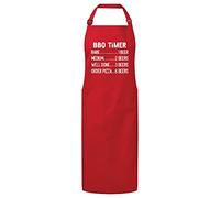 Print Maniacs Fathers Day Mens Apron BBQ Dad Daddy Birthday Christmas Chef Gift Present Funny Humor Beer Timer (Red)