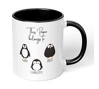 Print Maniacs Fathers Day Mug Cup 11oz Personalised Birthday Christmas Dad Daddy Grandad Uncle Stepdad New Born Baby First 1st Coffee Tea Gift Present for Him Penguins (Black Fill Mug, Papa)