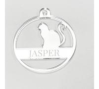 Print Maniacs First Christmas Bauble Hanging Tree Cat Decoration Mirror Personalised Memorabilia Memorial Family Mirror Name Gift (Silver)
