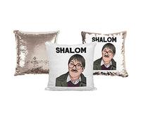 Print Maniacs Friday Night Jim Shalom Celebrity Fans Face Funny Movies Reversible Face Novelty Sequin Pillow Cushion Cartoon (Cover + Filling) (Rose Gold)