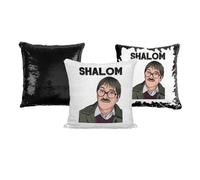 Print Maniacs Friday Night Jim Shalom Celebrity Fans Face Funny Movies Reversible Face Novelty Sequin Pillow Cushion Cartoon (Cover + Filling) (Black)