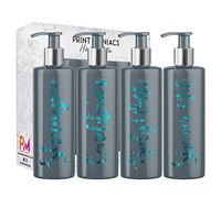 Print Maniacs Grey Mrs Hinch Inspired Personalised 500ml Pump Bottles Bathroom Lotion Kitchen Set Shampoo Conditioner Body Wash (Set 4 Shower Gel)) (Teal)