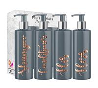 Print Maniacs Grey Mrs Hinch Inspired Personalised 500ml Pump Bottles Bathroom Lotion Kitchen Set Shampoo Conditioner (Set 4 His Her) (Copper)