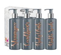 Print Maniacs Grey Mrs Hinch Inspired Personalised 500ml Pump Bottles Bathroom Set Shampoo Conditioner Body Wash Bath Soak (Copper)