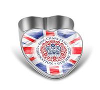 Print Maniacs Kings Coronation Heart Tin 2023 Official Brushed Union Jack King Charles III Commemorative Souvenir Gift His Majesty The King Royal Memorabilia Gifts Coronation Memorabilia