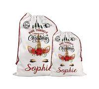 Print Maniacs Large Personalised Santa Sack Father Bag Xmas Canvas Burlap Stocking Secret Special Delivery Naughty Nice Kids Children Gifts Fun Unicorn 3 (50cm x 66cm, Add a Name - Canvas)