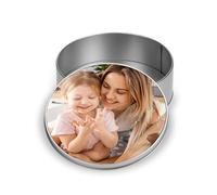 Print Maniacs Metal Tin Storage Jar Box Personalised Jewelry Sweets Decorative Keepsake Memories Mini Home Organiser Tidy Portable Gift Any Image Photo (Circle)