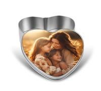 Print Maniacs Metal Tin Storage Jar Heart Personalised Jewelry Sweets Decorative Keepsake Memories Gift Box For Her Mum Grandma Auntie Any Image Photo (Heart S - 7.5cm x 8cm x 4cm)