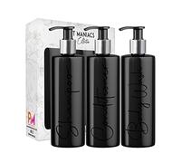 Print Maniacs Mrs Hinch Inspired Black Personalised Dispenser Silver Pump Bottles Set 3 (BLACK,F2)