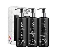 Print Maniacs Mrs Hinch Inspired Black Personalised Dispenser Silver Pump Bottles Set 3 F2 (White)