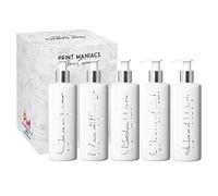 Print Maniacs Mrs Hinch Inspired White Personalised Dispenser Silver Pump Bottles Set 5 (SILVER, F2)