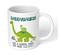 Print Maniacs Mug Cup 11oz Funny Mug Gift Fathers Day Daddysaurus Dinosaur Daddy Birthday Christmas Tea Coffe Cup (White Mug)