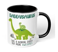Print Maniacs Mug Cup 11oz Funny Mug Gift Fathers Day Daddysaurus Dinosaur Daddy Birthday Christmas Tea Coffe Cup (Black Fill Mug)