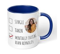 Print Maniacs Mug Gift Christmas Birthday Funny Celebrity Valentines Coffee Tea Present Gift for Him Her Any Image Picture Mentally Dating (Dark Blue Fill)