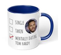 Print Maniacs Mug Gift Christmas Birthday Novelty Celebrity Movies Coffee Tea Present Gift Mentally Dating Tom Hardy (Dark Blue Fill)