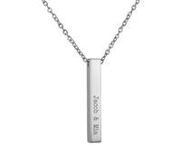 Print Maniacs Necklace Gift Jewelry Stainless Steel Personalised Pendant For Her Him Women Men Boys Girl Wife Husband Couples Valentines Day Birthday Christmas Any Names (Silver)