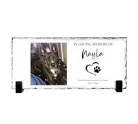 Print Maniacs Perosnalised Rock Slate Grave Marker Memorial Photo Any Image Name Plaque Pet Cat Dog Loving Memory Still Loved Still Missed (12cm x 22cm)
