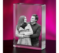 Print Maniacs Personalised 3D Crystal Rectangle Photo Gift - Custom Laser Engraved Picture - Memorial, Anniversary & Couple Keepsake