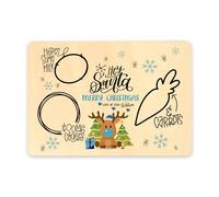 Print Maniacs Personalised Any Name Christmas Eve Santa and Rudolph Reindeer Treat Xmas Plate Board Wooden Place Mat 28cm x 20cm Reindeer Blue (With Name)