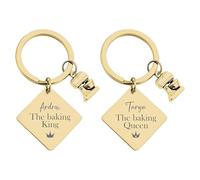 Print Maniacs Personalised Chef Kitchen Baker Mixer Charm Mum Grandma Christmas Birthday Mens Women Keyring Keychain Jewelry Gift For King Queen D2 (Queen, Gold)