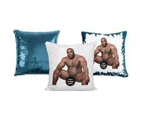 Print Maniacs Personalised Christmas Barry Wood Sequin Cushion Swipe Reveal Adult Secret Santa Rude Funny Humor Novelty Gift Pillow Case Own Image (Cover Only (No Stuffing), Blue)