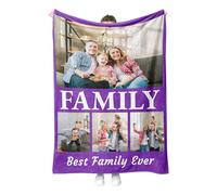 Print Maniacs Personalised Christmas Photo Blanket, Customised Flannel Blanket for Adults, 150cm x 200cm, 4.1 Photo, Letter Print