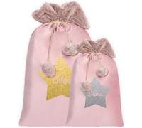 Print Maniacs Personalised Christmas Velvet Santa Stocking Sack with Luxury Fur Trim - Large Bag For Boy or Girls, Ideal for Holiday Decor and Gifts