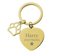 Print Maniacs Personalised Collar Tag Gift Keyring Name ID Identification Engraved Disc Dog Cat Rabbit Small Large Pets Animals D3 (Gold)