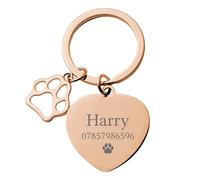 Print Maniacs Personalised Collar Tag Gift Keyring Name ID Identification Engraved Disc Dog Cat Rabbit Small Large Pets Animals D3 (Rose Gold)