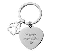 Print Maniacs Personalised Collar Tag Gift Keyring Name ID Identification Engraved Disc Dog Cat Rabbit Small Large Pets Animals D3 (Silver)