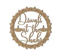 Print Maniacs Personalised Diwali Wooden Name Hoop Circle Sign Wall Plaque Wood Oak Hanging Deepawali Home Diva Decoration (Diva, 25)