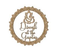 Print Maniacs Personalised Diwali Wooden Name Hoop Circle Sign Wall Plaque Wood Oak Hanging Deepawali Home Diva Decoration (Ganesh, 25)