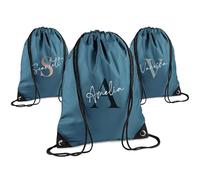Print Maniacs Personalised Drawstring Bag for Kids Back to School PE Bag, Swim Bag with Name Ideal for Boys, Girls, Toddlers,and Primary School Students Perfect School Bag Airforce Blue