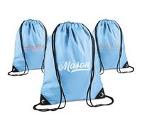 Print Maniacs Personalised Drawstring Bag for Kids Back to School PE Bag, Swim Bag with Name Ideal for Boys, Girls, Toddlers,and Primary School Students Perfect School Bag Sky Blue