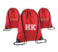 Print Maniacs Personalised Drawstring Bag for Kids Back to School PE Bag, Swim Bag with Name Ideal for Boys, Girls, Toddlers,and Primary School Students Perfect School Bag Red