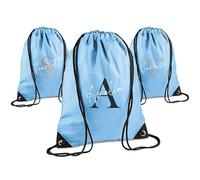 Print Maniacs Personalised Drawstring Bag for Kids Back to School PE Bag, Swim Bag with Name Ideal for Boys, Girls, Toddlers,and Primary School Students Perfect School Bag Sky Blue