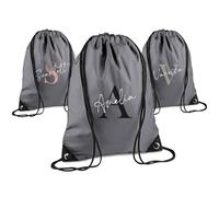 Print Maniacs Personalised Drawstring Bag for Kids Back to School PE Bag, Swim Bag with Name Ideal for Boys, Girls, Toddlers,and Primary School Students Perfect School Bag Graphite Grey