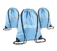 Print Maniacs Personalised Drawstring Bag for Kids Back to School PE Bag, Swim Bag with Name Ideal for Boys, Girls, Toddlers,and Primary School Students Perfect School Bag Sky Blue