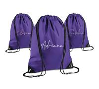Print Maniacs Personalised Drawstring Bag for Kids Back to School PE Bag, Swim Bag with Name Ideal for Boys, Girls, Toddlers,and Primary School Students Perfect School Bag Purple