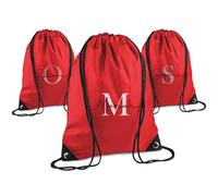Print Maniacs Personalised Drawstring Bag for Kids Back to School PE Bag, Swim Bag with Name Ideal for Boys, Girls, Toddlers,and Primary School Students Perfect School Bag Red