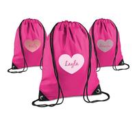 Print Maniacs Personalised Drawstring Bag for Kids Back to School PE Bag, Swim Bag with Name Ideal for Boys, Girls, Toddlers,and Primary School Students Perfect School Bag Fuchsia