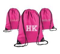Print Maniacs Personalised Drawstring Bag for Kids Back to School PE Bag, Swim Bag with Name Ideal for Boys, Girls, Toddlers,and Primary School Students Perfect School Bag Fuchsia