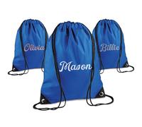 Print Maniacs Personalised Drawstring Bag for Kids Back to School PE Bag, Swim Bag with Name Ideal for Boys, Girls, Toddlers,and Primary School Students Perfect School Bag Bright Royal