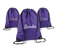 Print Maniacs Personalised Drawstring Bag for Kids Back to School PE Bag, Swim Bag with Name Ideal for Boys, Girls, Toddlers,and Primary School Students Perfect School Bag Purple